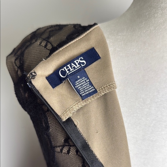 Chaps Black Lace Overlay Sheath Midi Dress - Picture 11 of 16